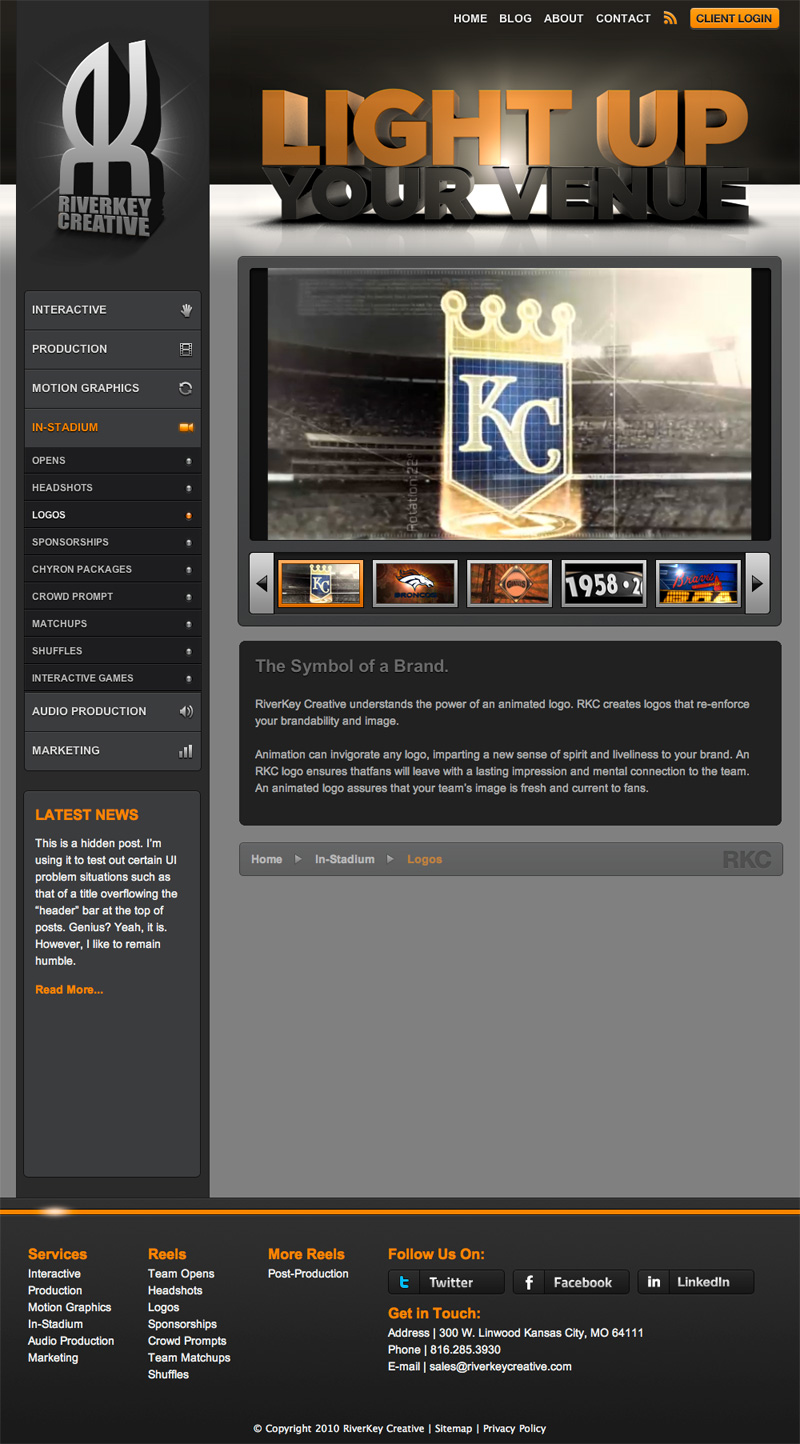 RiverKey Creative In-Stadium Page Example