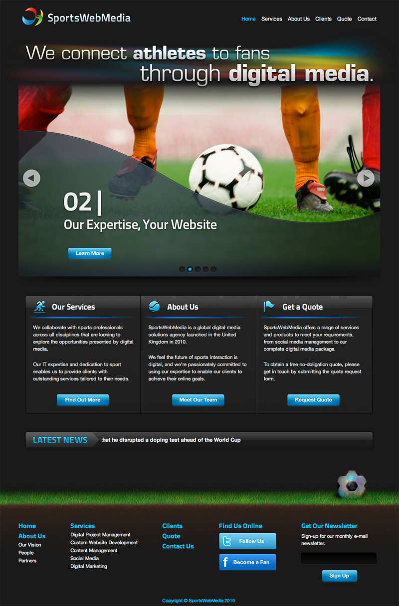 SportsWebMedia Homepage Example
